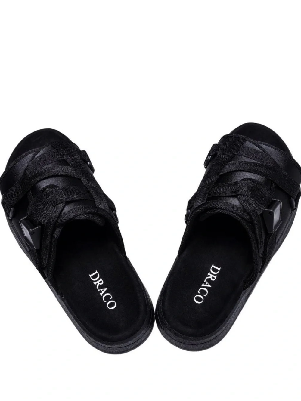 Draco Black Sandals Size 7/8 Adjustable Woven Straps